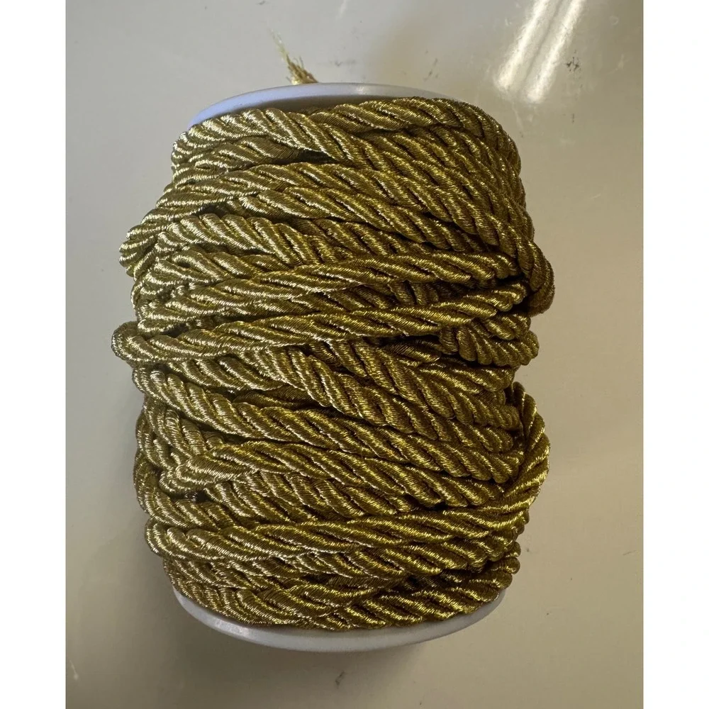 Metallic Gold Twisted Rope Trim Decorative Cord for Crafts Upholstery 10mm